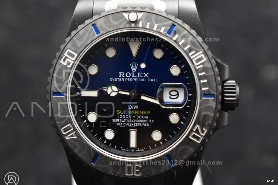 DLC DIW VS3135 on VSF Submariner DLC Blue Bracelet Sandblasted Edition 1:1 Best Dial Black 0129